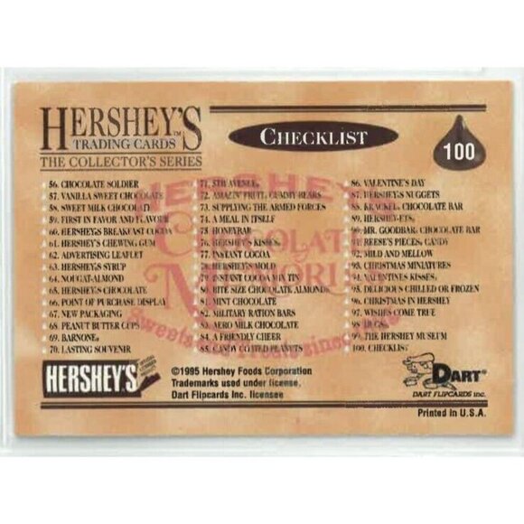 1995 - Hershey's Chocolate Base Card Set 100 Cards Dart Flipcards - Picture 12 of 13